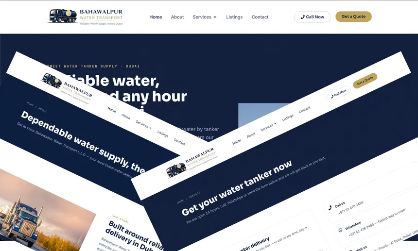 Bahawalpur Water Transport website homepage designed and built by Vimso