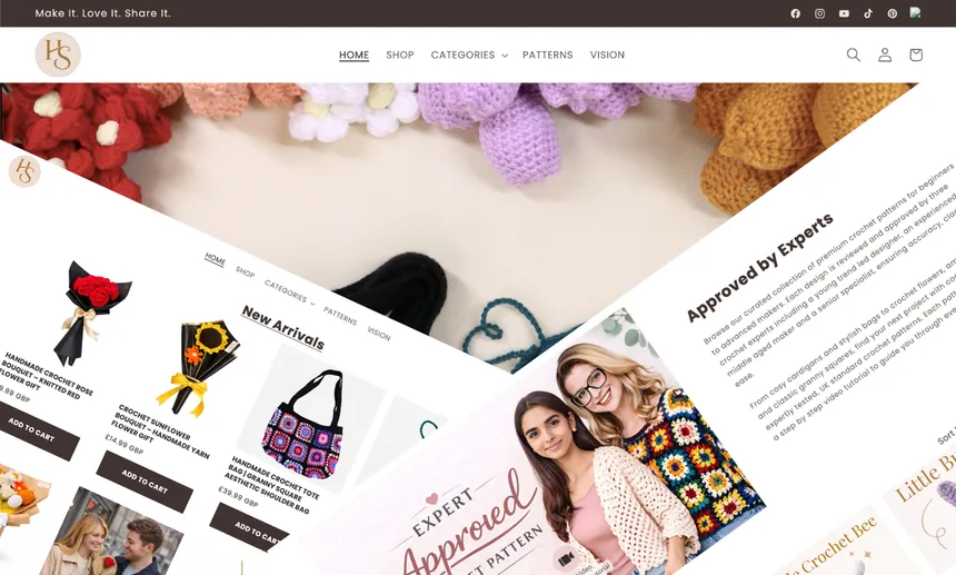 Handmade Studio LTD website homepage designed and built by Vimso