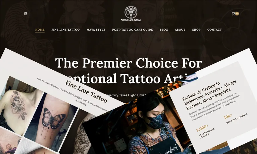 Wenderland Tattoo website homepage designed and built by Vimso